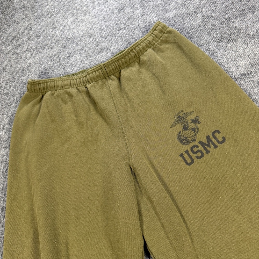Gorpcore Vintage USMC Sweatpants Olive Green Military Logo Joggers RN 101493